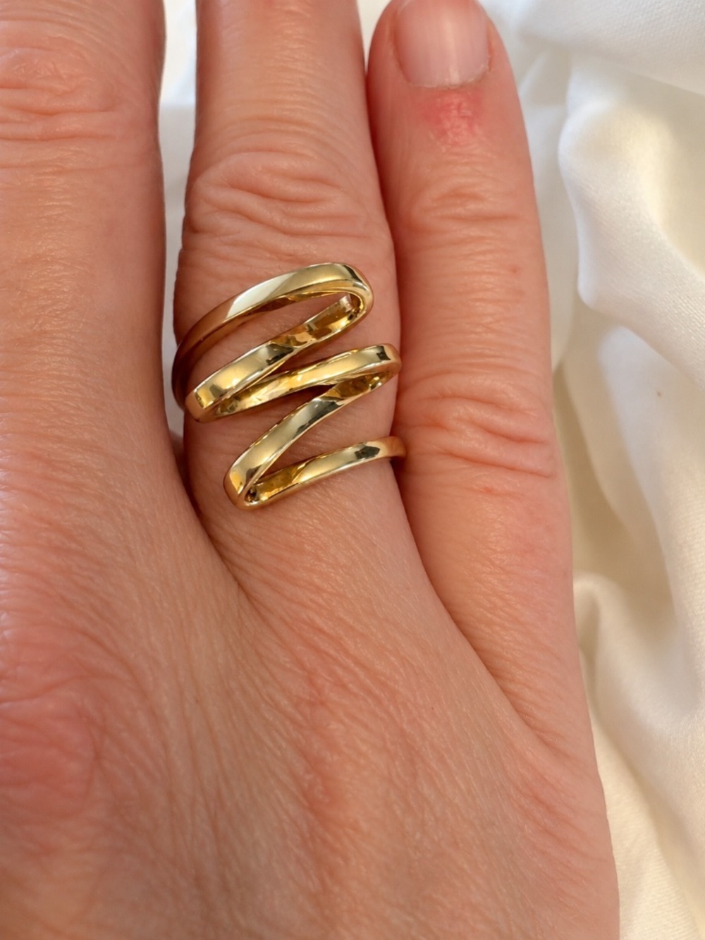 Solid 10k Yellow Gold Sculptural Spiral wrap ring 4.46 g size 9